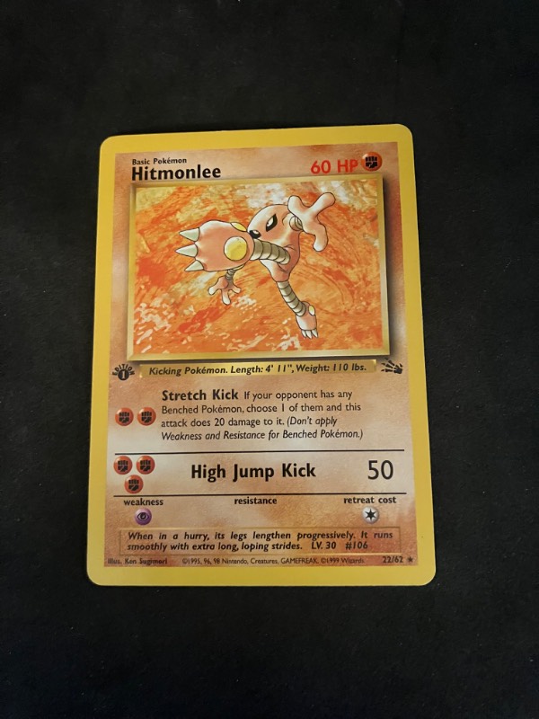 1999 Pokemon 1st Edition Fossil Hitmonlee 22/62