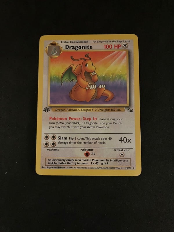 1999 Pokemon 1st Edition Fossil Dragonite 19/62