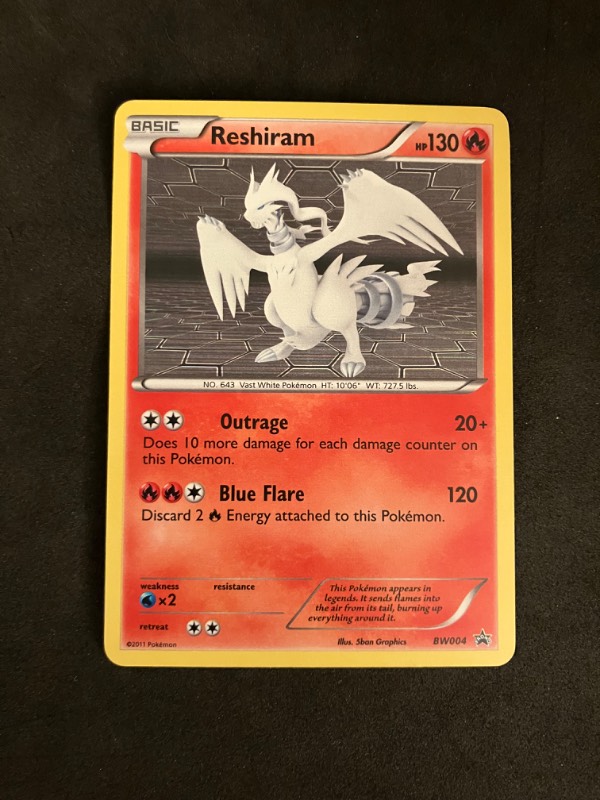 2011 Black and White Pokemon Black Star Promo Reshiram BW04