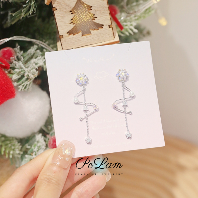極光雪花耳環