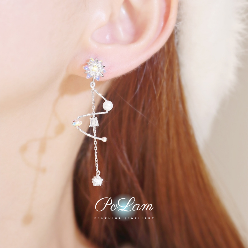 極光雪花耳環