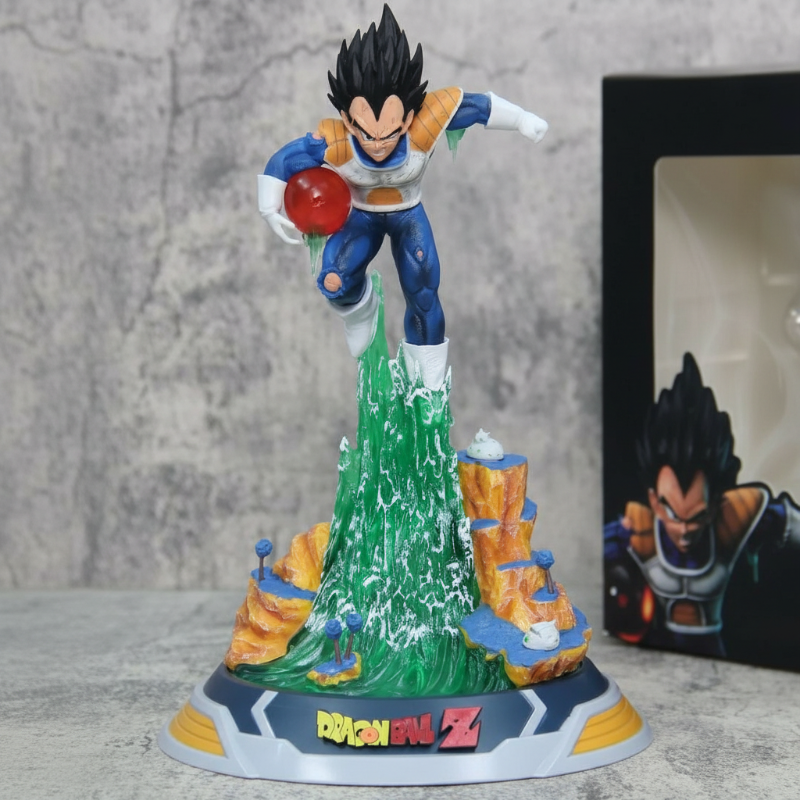 Super Saiyan Vegeta in a dynamic diving pose