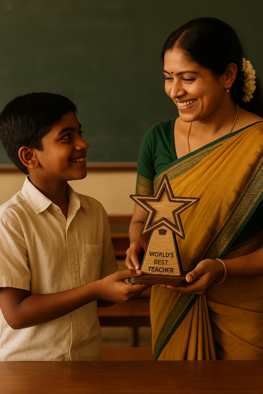 World’s Best Teacher Wooden Star Trophy