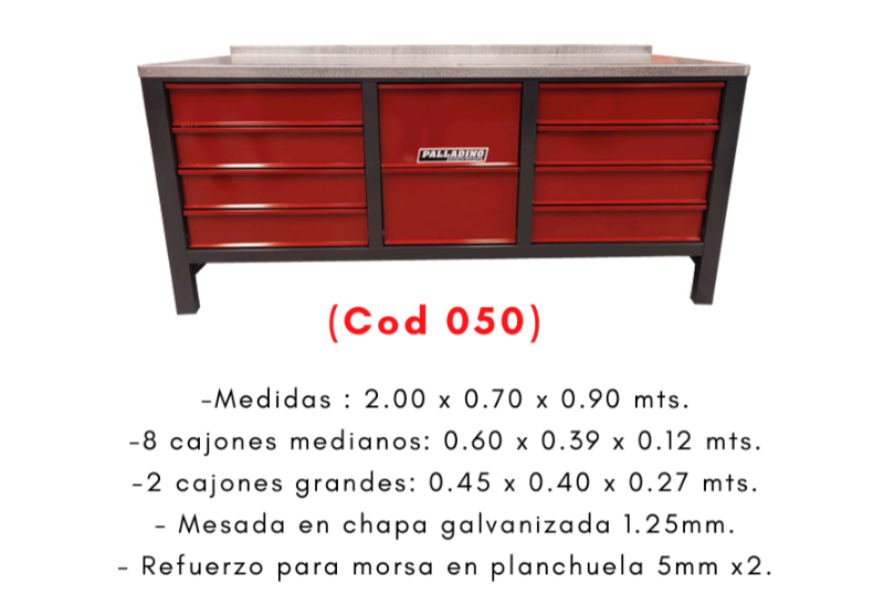 BANCO DE TRAB 10 CAJO. 2X0.70X0.90 HE-PALLA-50
