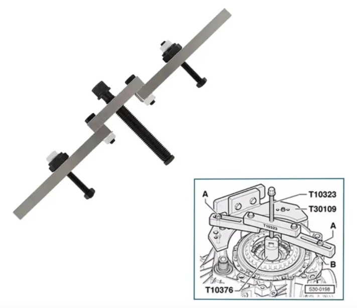 INSTALADOR REMOVEDOR DE EMBRAGUE VW-AUDI X 7 pz.
 Herramienta de desmontaje de transmisión de doble embrague de 7 velocidades para VW Audi. VAG
 Para vw GOLF desde el 2004, GOLF plus desde 2005, AUDI A3 desde 2004 (cod OEM), 
 TOUAREG desde 2003 de 6 vel. (cod O8D) HE-RU43210