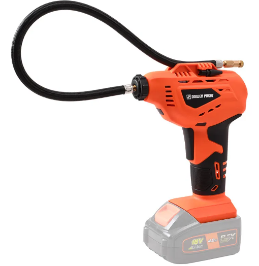 Inflador a Bateria18v.   Caudal Max: 14 l min 18v.   Caudal Max: 14 l min   Presion Max: 150 psi ( 10.5 Bar) compresor DI-3191