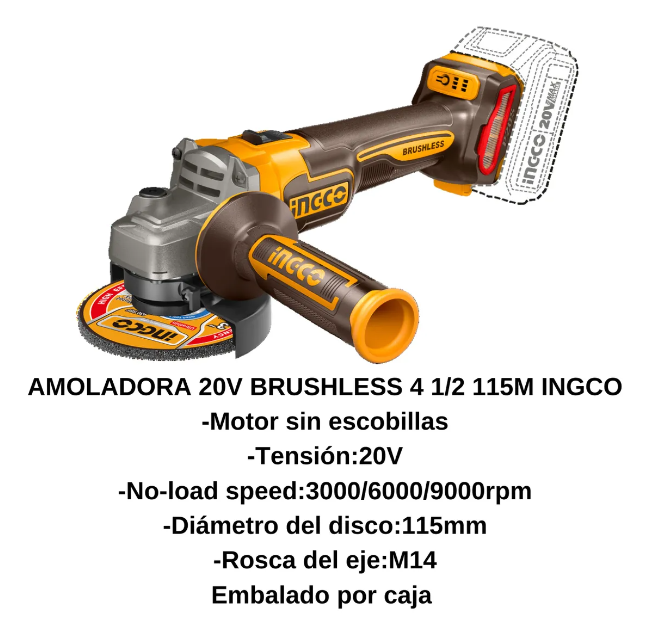 Amoladora Angular Super Ingco - P20S 115Mm 1000W Max S/Bateria S/Cargador C/Carton - Cagli27153
