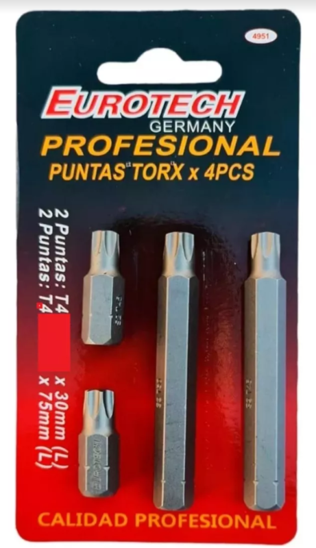 PUNTAS TORX X 4 ALEN EURO 5 Y 6 MM HE-E2789