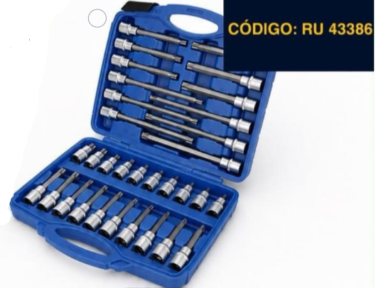 JUEGO 32 PUNTAS TORX ENC1/2 55 / 100 / 140 / 200 MM LARGO   HE-RU43386