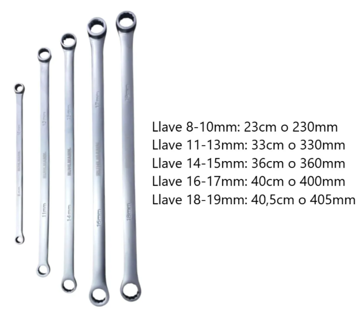 JUEGO LLAVES PLANAS X 3 EXTRA LARGA 8X10 11X13 14X15 16X17 18X19 POLY V HE-RU43015