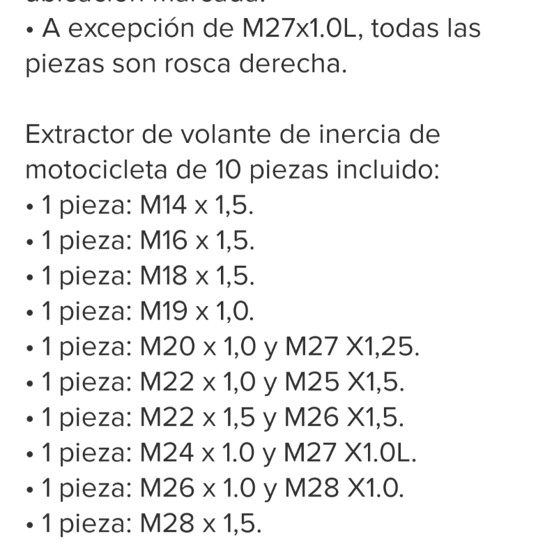Extractor 10 pcs volante de moto HE-RU43802