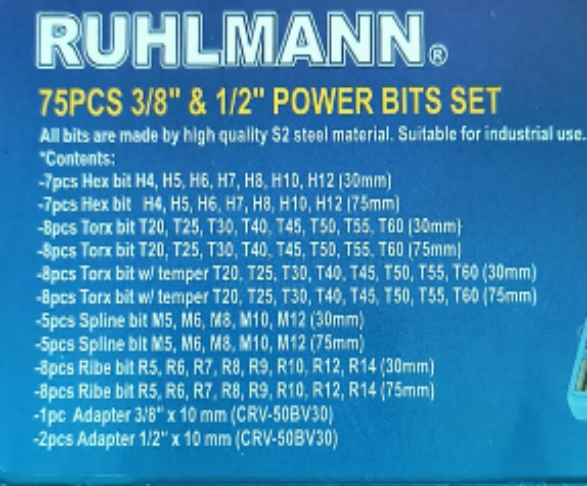 JUEGO DE PUNTAS X 75 PC S2 HE-RU24014