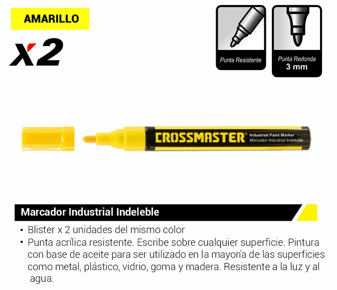 Marcadores Indelebles Amarillo x2 DI-9932532