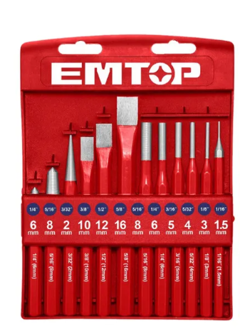 KIT CORTA HIERRO PUNZONES Y CINCELES HE-EMTPUNCI