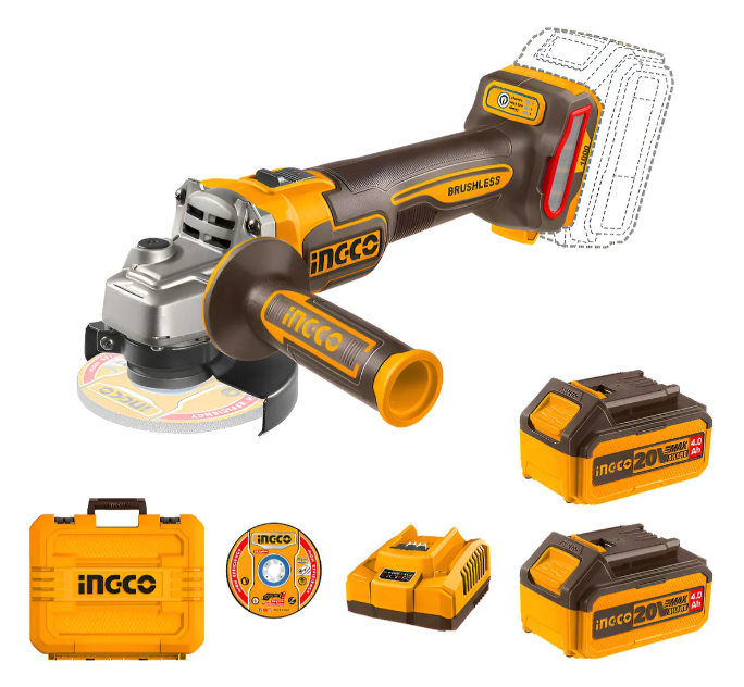 Amoladora Angular Super Ingco - P20S 115Mm 1000W Max C/2xBateria C/Cargador C/Maletin - Cagli271532-4