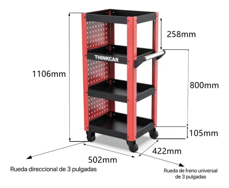 Mesa Carros de 4 estantes de 50cm x 42 cm X 1 mt  JD-TPC400