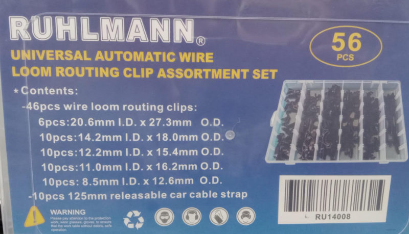 Surtido Clips Enrutamiento Cables Auto (56Pcs) HE-RU14008