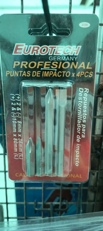 PUNTAS X 4 LARGAS DESTORNILLADOR DE IMPACTO HE-E3729