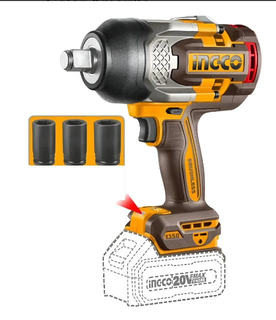 Llave Impacto Super Ingco - P20S 1350N.M Brushless S/Bateria C/Carton - Ciwli201351