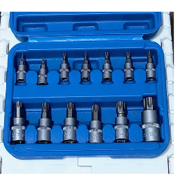 PUNTAS TORX (con bocallave) juego x 13 pzs. encastre 1/4' 3/8' 1/2' CR V60 EN BLISTER Guiller® SO-SS-13