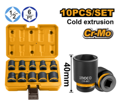 Juego Bocallaves de Impacto Hexagonal 1/2" - 10 Pcs 10-24mm IG-HKISSD12101
