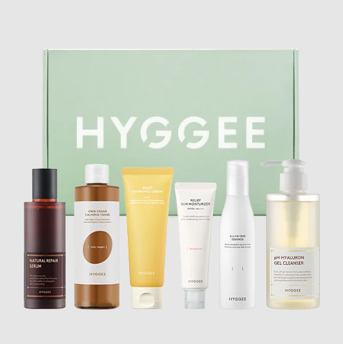 Signature Collection SET
- Relief Sun Moisturizer 50ml 
- Onestep Facial Essence | Balance 110ml
- pH Hyaluron Gel Cleanser 200ml
- Natural Repair Serum 120ml
- Relief Chamomile Cream 85ml
- Own Vegan Calming Toner 250ml