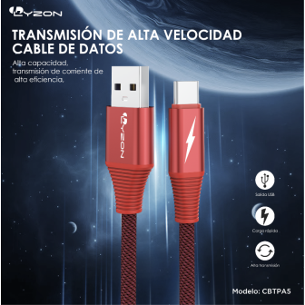 Cable tipo c 1.5m  3a carga rapida cbtpa5