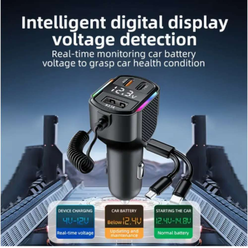 transmisor moreka cp0071 fm plug in 30w usb-c pd y usb qc3.0 Cable tipo c