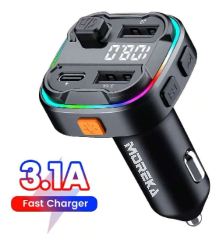 transmisor bluetooth plug in moreka cp0069 5.3 fm rgb