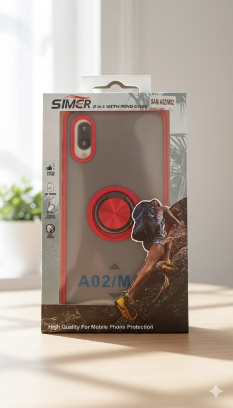 samsung a02 funda uso rudo con anillo + mica