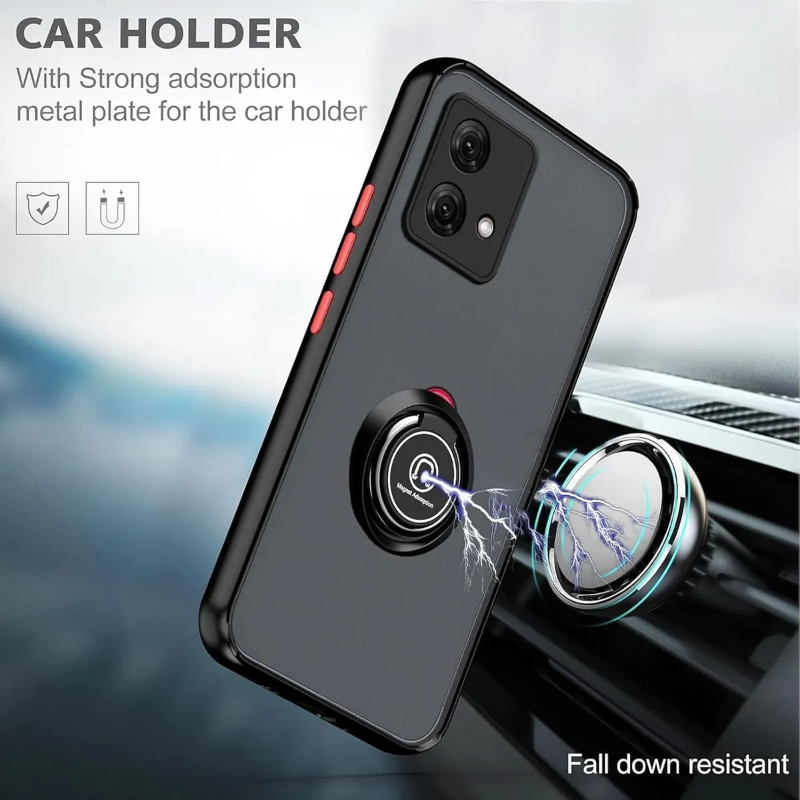 moto G84 funda de uso rudo con anillo + mica