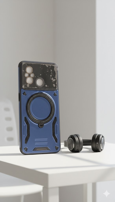 redmi 12c funda magsafe con soporte de anillo magnetico + mica