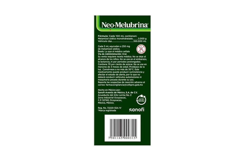 metamizol sodico neo-melubrina jbe 100ml
