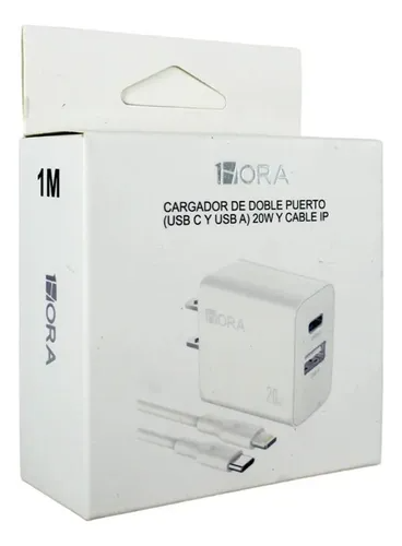 cargador de 2 puertos carga rapida 1hora 20w gar163