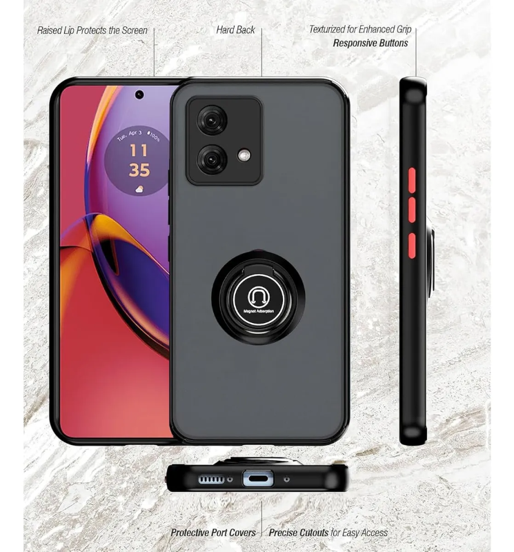 moto G84 funda de uso rudo con anillo + mica