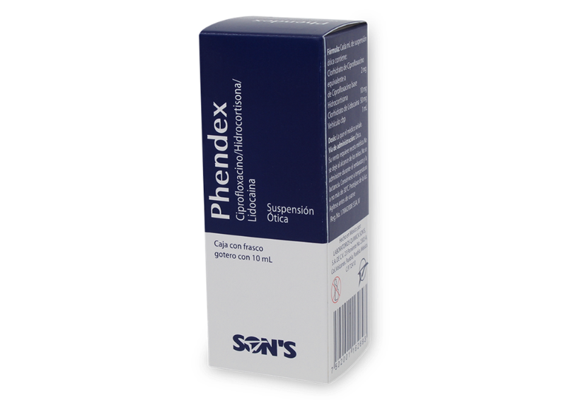 ciprofloxacino/hidro/lido otica 10ml phendex