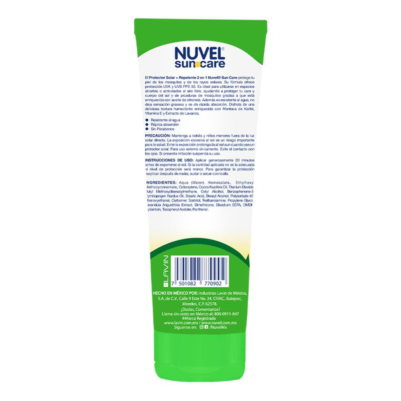 protector y repelente 2 en 1 nuvel 120ml