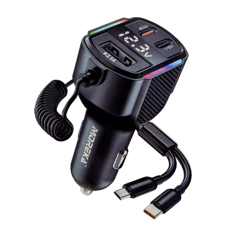 transmisor moreka cp0071 fm plug in 30w usb-c pd y usb qc3.0 Cable tipo c