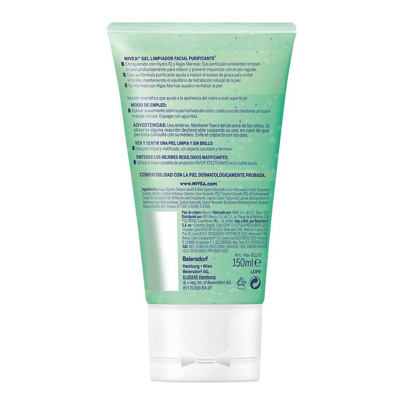 gel nivea lim fac efec mate 150ml