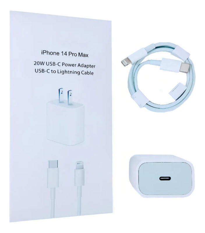 cargador iphone 14pro max tipo c a lightning 20w