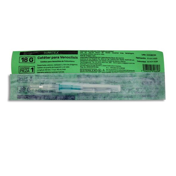 cateter intravenoso verde 18x33mm 1pz