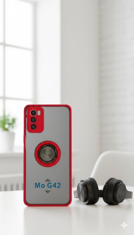 moto g42 funda de uso rudo con anillo +mica