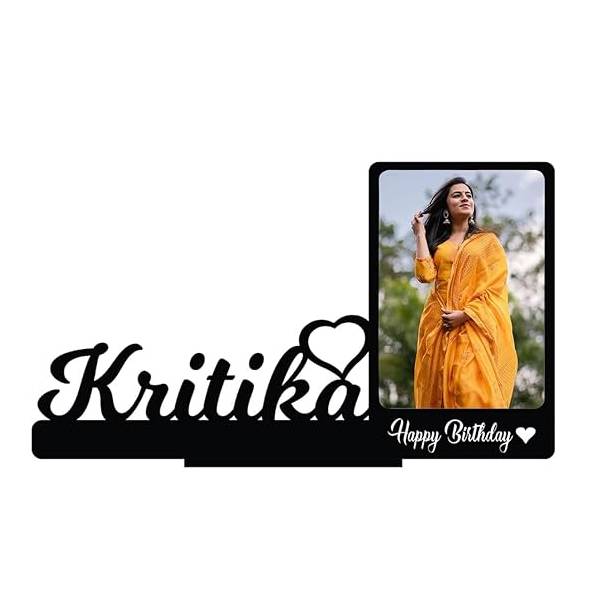 Personalized Wooden Rectangular Shape Wall Mount Photo Frame With Photo And Name Spell, Customized Gifts For Birthday And Anniversary, 11.5 x 7 inch