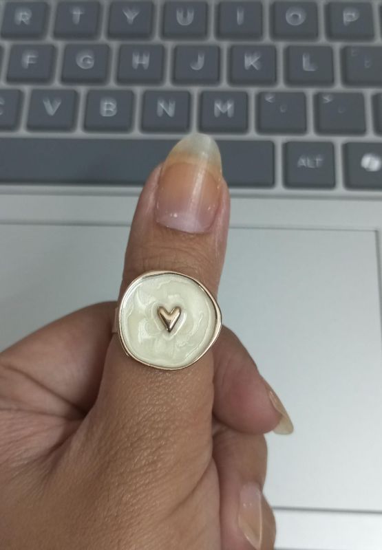 Enamel Ring - Adjustable - White