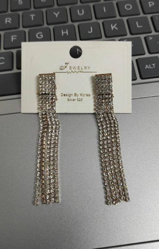 Long gem golden earrings