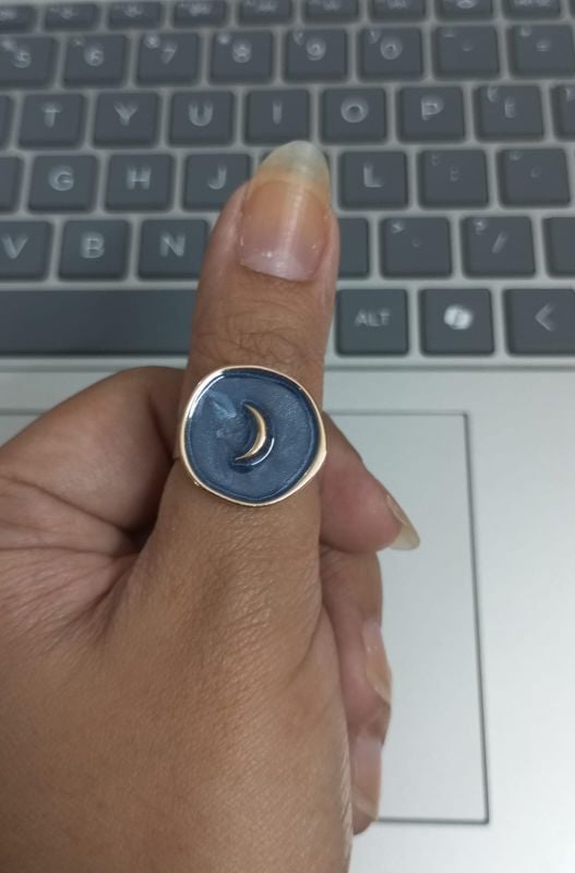 Enamel Ring - Adjustable - Blue