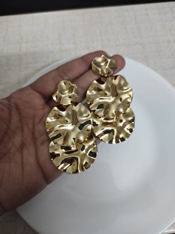 Golden circle 3 layered earrings