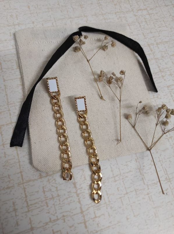 Long golden chain earrings