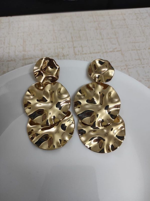 Golden circle 3 layered earrings