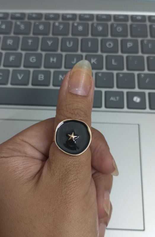 Enamel Ring - Adjustable - Black